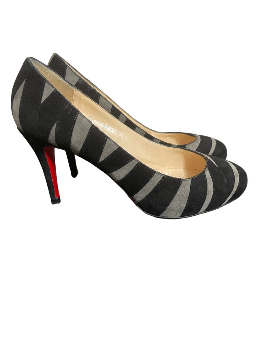 Vintage Christian Louboutin Black/Grey Striped Pumps Size 37 *Selling as is